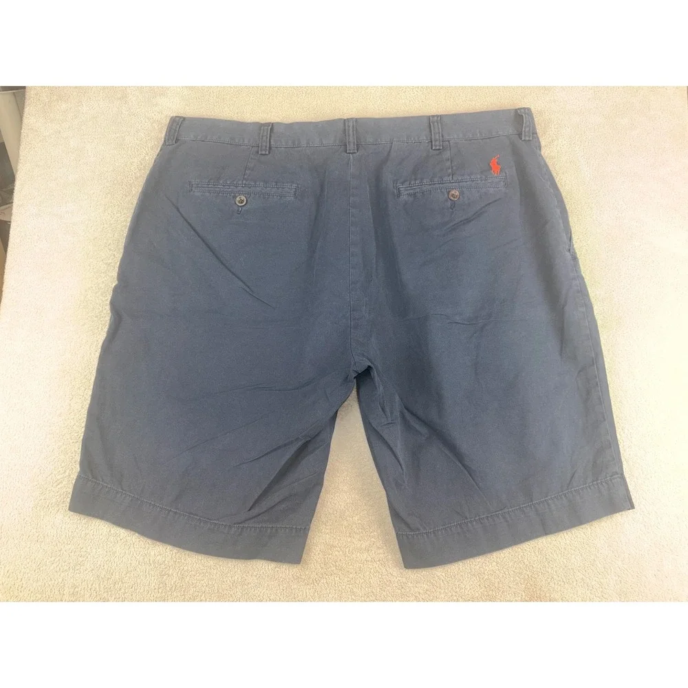 Polo Ralph Lauren Mens Navy Blue Cotton Chino Shorts Size 40 Red Pony Logo